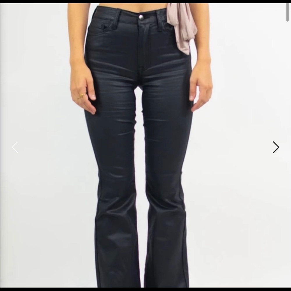 Grey bandit roxy black flare leather jeans